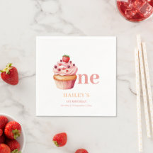 Cupcake Födelsedagsinbjudan, Flickor 1-årsdag