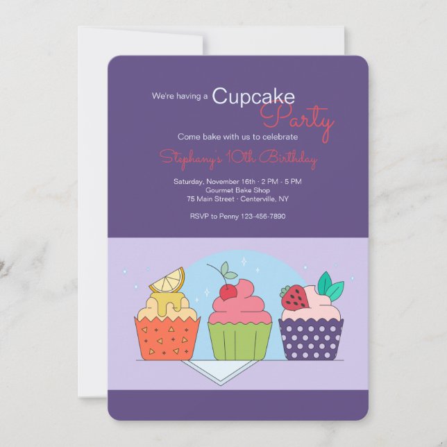 Cupcake Födelsedagsinbjudan Inbjudningar (Framsida)