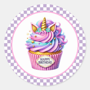 Cupcake Födelsesticker Runt Klistermärke