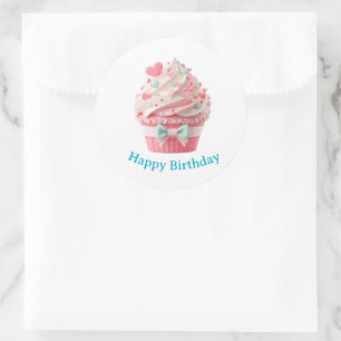 Cupcake Födelsestickers Runt Klistermärke