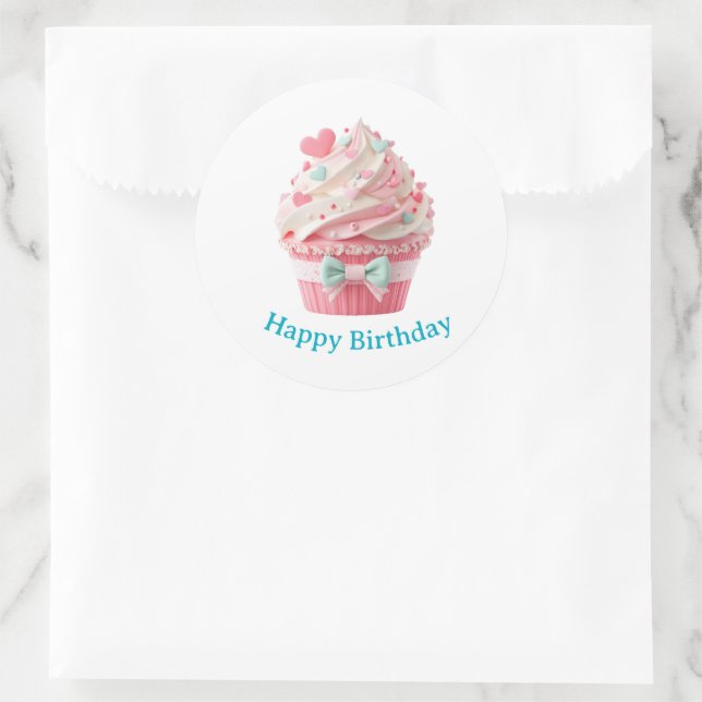 Cupcake Födelsestickers Runt Klistermärke (Väska)