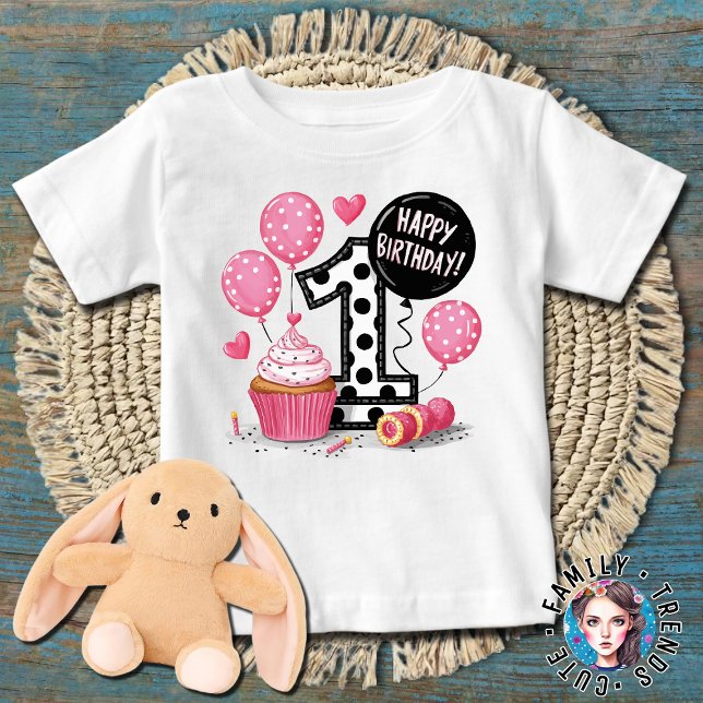 Cupcake för 1-årsfesten t shirt (Skapare uppladdad)