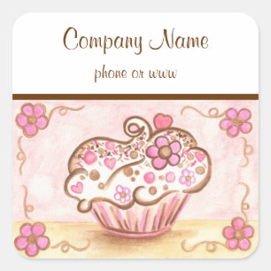 Cupcake-företagsetiketter Fyrkantigt Klistermärke