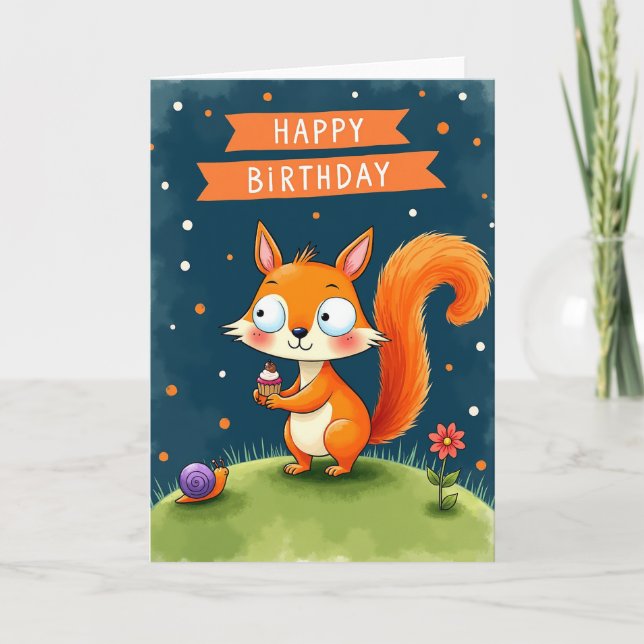 Cupcake Fox Födelsedagskort Kort (Framsida)