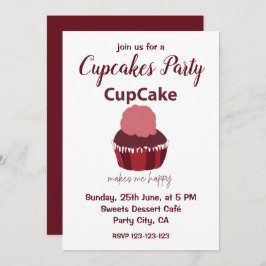 Cupcake gör mig glad Cupcake-fest Inbjudningar