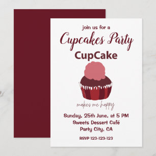 Cupcake gör mig glad Cupcake-fest Inbjudningar