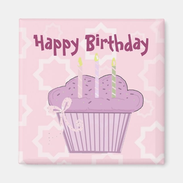 Cupcake Grattis på födelsedagen Magnet (Framsidan)