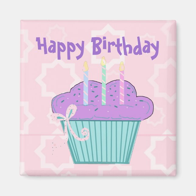 Cupcake Grattis på födelsedagen Magnet (Framsidan)