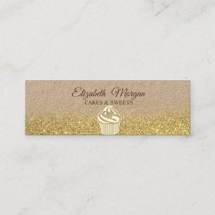 Cupcake, Guld Glitter Ombre Rustik Kraftpapper Mini Visitkort