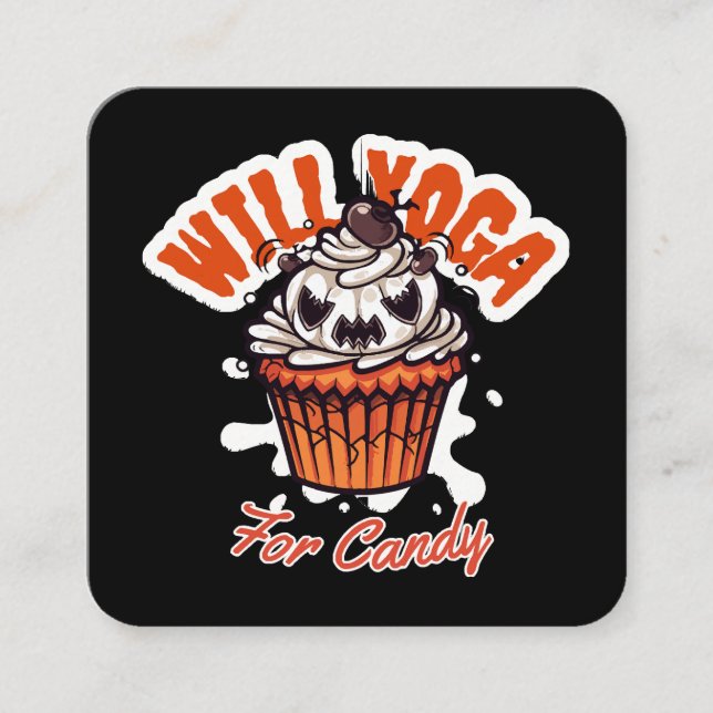 Cupcake Halloweenidé för Mamas Yoga Fyrkantigt Visitkort (Framsida)