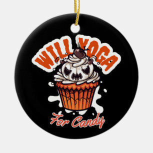 Cupcake Halloweenidé för Mamas Yoga Julgransprydnad Keramik