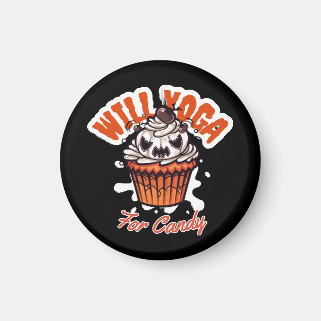 Cupcake Halloweenidé för Mamas Yoga Magnet (Framsidan)