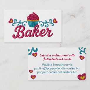 Cupcake hjärta bageri bakning falsk brodyr visitkort
