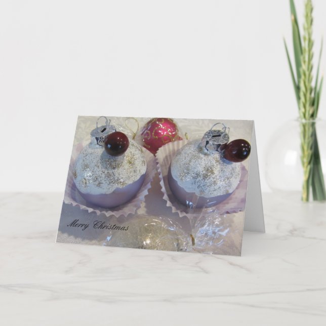 Cupcake-julgran-dekorationer Helgkort (Framsida)