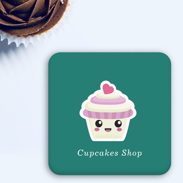 Cupcake Kawaii Underlägg Papper Kvadrat (Cupcake Kawaii Coaster)