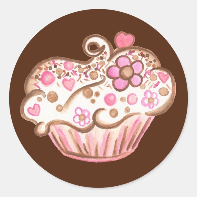 Cupcake-klistermärken Runt Klistermärke (Framsida)