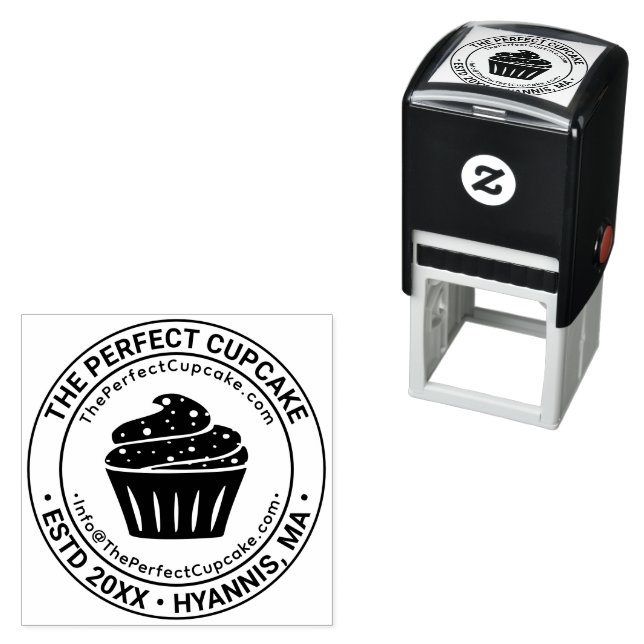 Cupcake Konditoribusiness Namn Plats URL E-post Självfärgande Stämpel (In Situ)