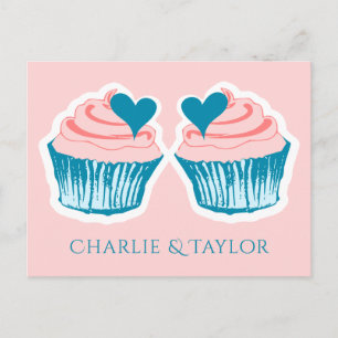 Cupcake Love anpassade namn på parets vykort