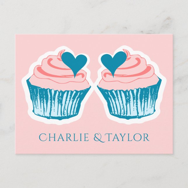 Cupcake Love anpassade namn på parets vykort (Framsida)