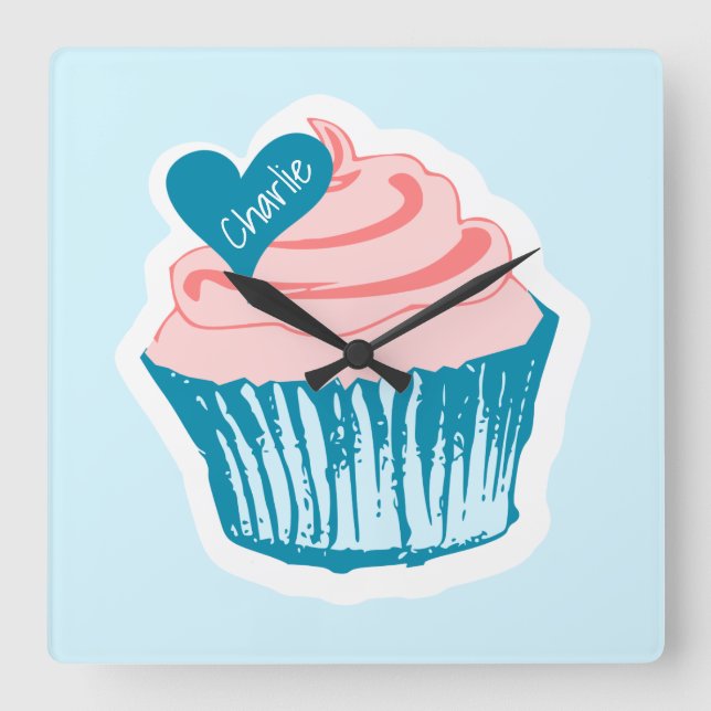 Cupcake Love specialbeställd väggklocka (Framsida)