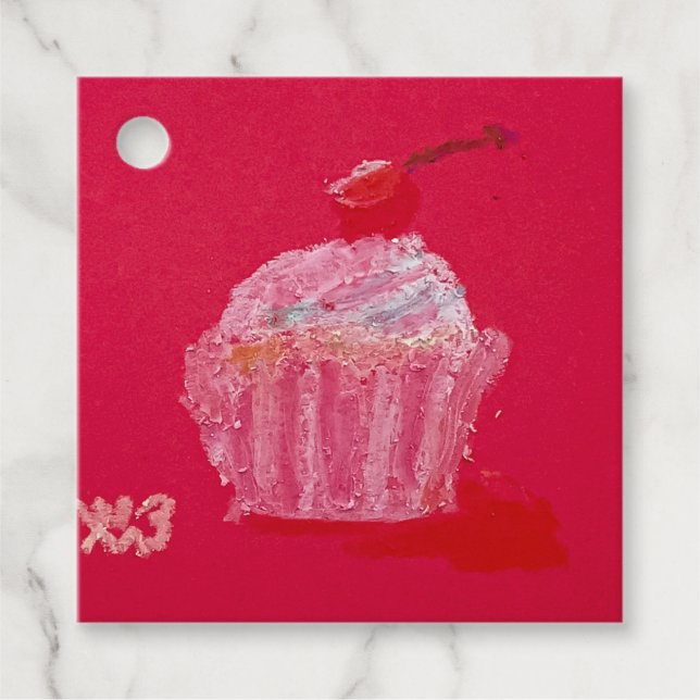 Cupcake med jordgubbssylt gåvor etiketter (Framsida)
