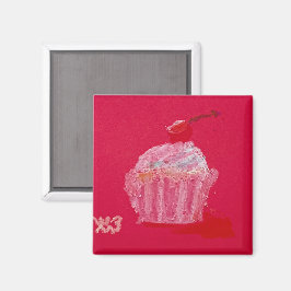Cupcake med jordgubbssylt magnet