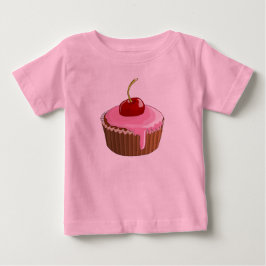 Cupcake med vacker rosa glasyr och körsbär tee shirt