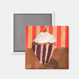 Cupcake med vaniljglasyr magnet