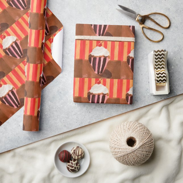 Cupcake med vaniljglasyr presentpapper (Hantverk)