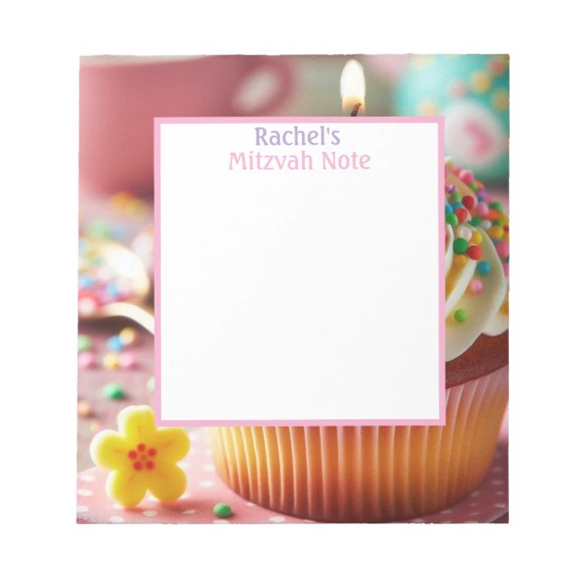 Cupcake Mitzvah-anteckningar Flickor Notepad Anteckningsblock (Framsida)