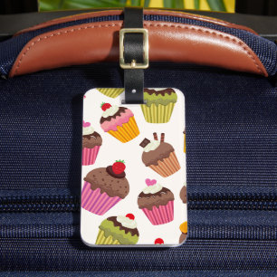 Cupcake-mönster, Muffin-mönster, Choklad, Hjärtan Bagagebricka
