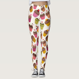 Cupcake-mönster, Muffin-mönster, Choklad, Hjärtan Leggings