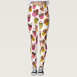 Cupcake-mönster, Muffin-mönster, Choklad, Hjärtan Leggings