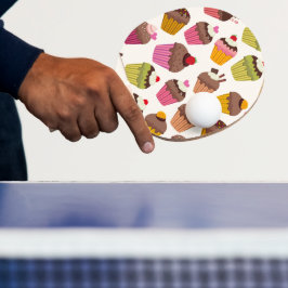 Cupcake-mönster, Muffin-mönster, Choklad, Hjärtan Pingisracket