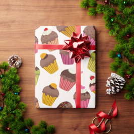 Cupcake-mönster, Muffin-mönster, Choklad, Hjärtan Presentpapper