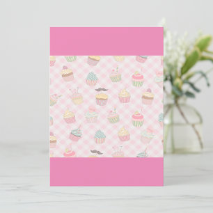 Cupcake-mönster Rosa Rutigt Inbjudningar