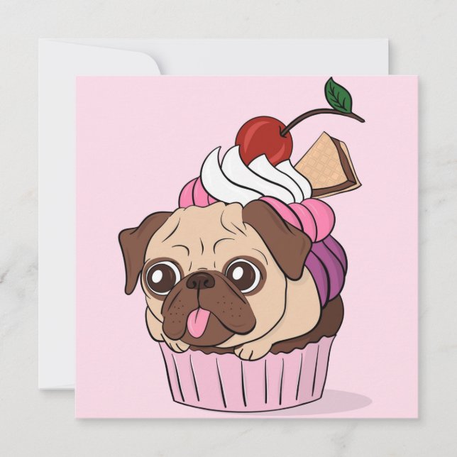 Cupcake Mops Höjd Kart Julkort (Framsida)