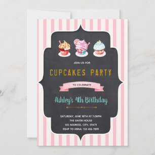 Cupcake-munkar födelsedagsfest inbjudan