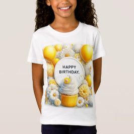 cupcake och ballong födelsedags t-shirt