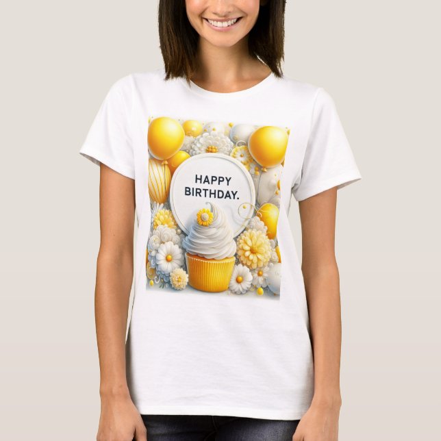 cupcake och ballong  t shirt (Framsida)