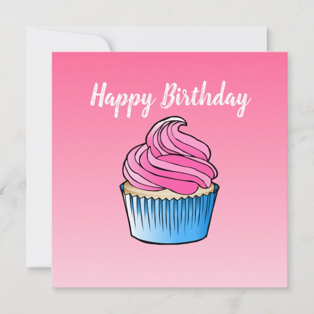 Cupcake Platt Grattis Födelsedagskort Kort (Framsida)