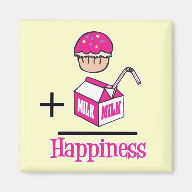 Cupcake Plus Mjölk Lycka Magnet (Framsidan)