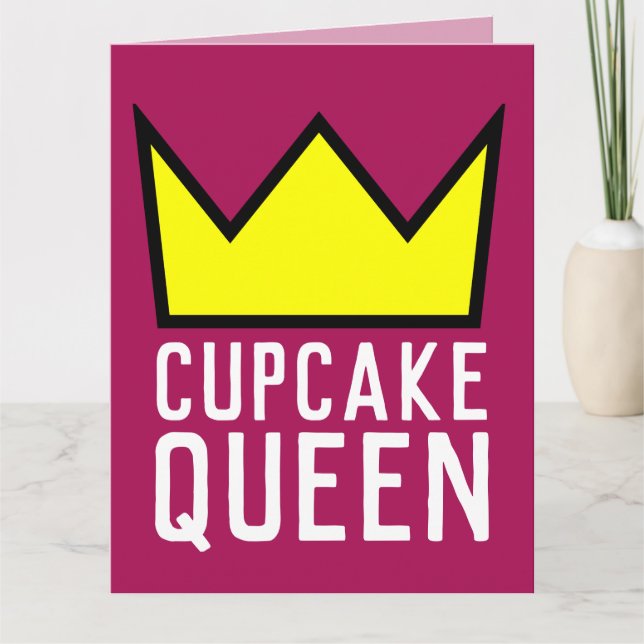 CUPCAKE QUEEN BIRTHDAY, LÄMPLIGT FÖR FRAMKORT KORT (Framsida)