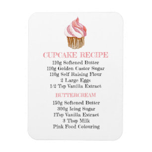 CUPCAKE RECIPIPE KITCHEN FLEXIBLE FRIDGE MAGNET