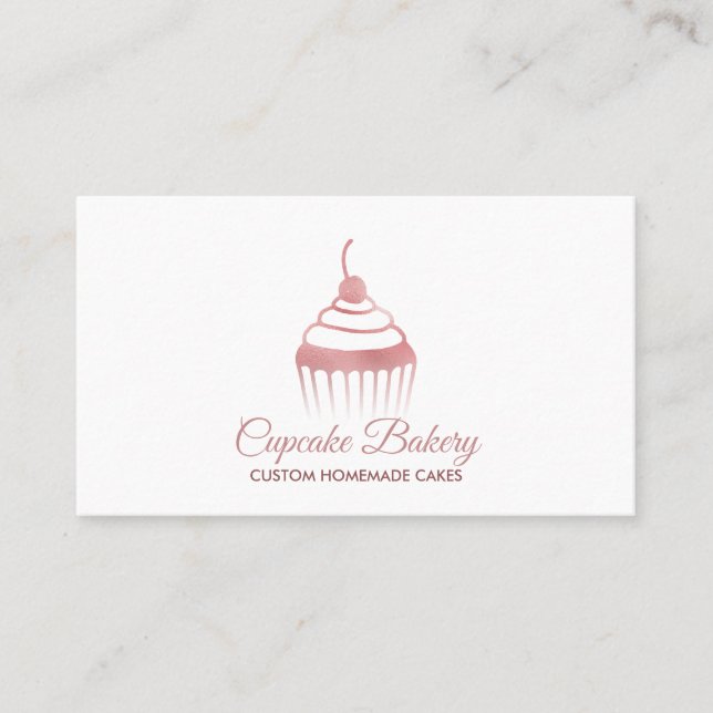 Cupcake Rosa guld Söt Visitkort (Framsida)