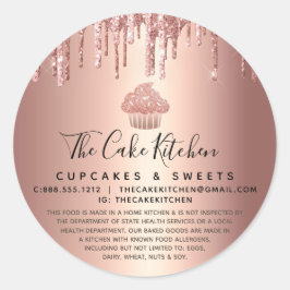 Cupcake Rose Gold Drips Bakery Konditori Chef Juri Runt Klistermärke