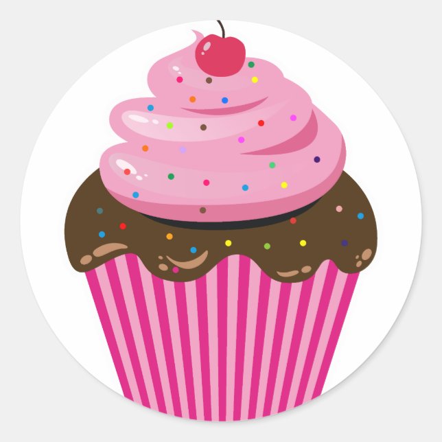 Cupcake Runt Klistermärke (Framsida)