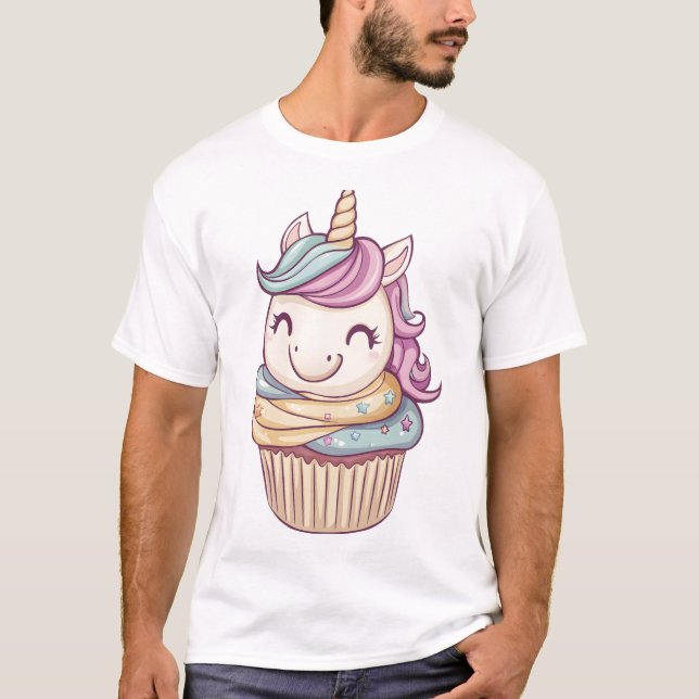 Cupcake Söt Enhörning (1) T Shirt (Framsida)