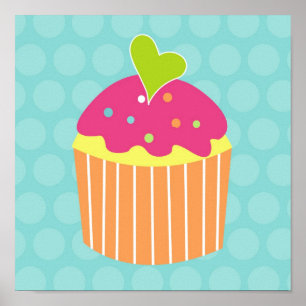 Cupcake Söta Barnkammare Väggkonst Tryck