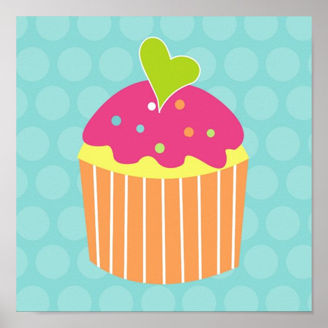 Cupcake Söta Barnkammare Väggkonst Tryck (Framsidan)